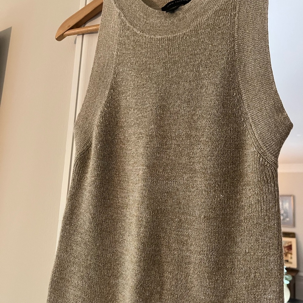 Ann Taylor Metallic Knit Sweater in Gold and Cream